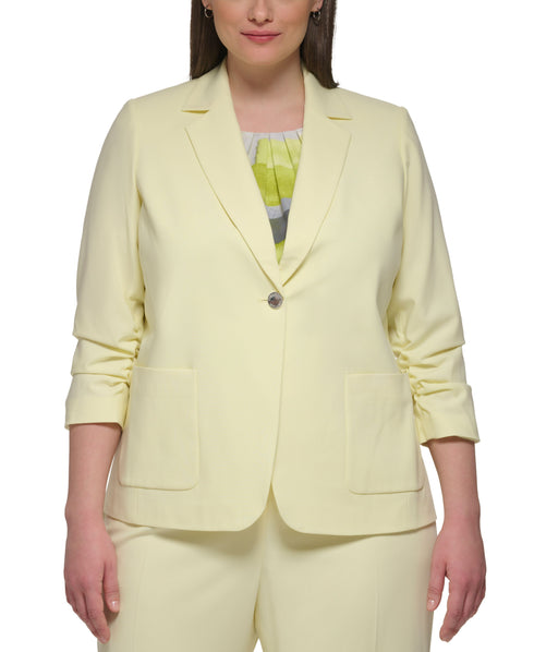 Plus Size Lux 3/4-Sleeve One-Button Blazer